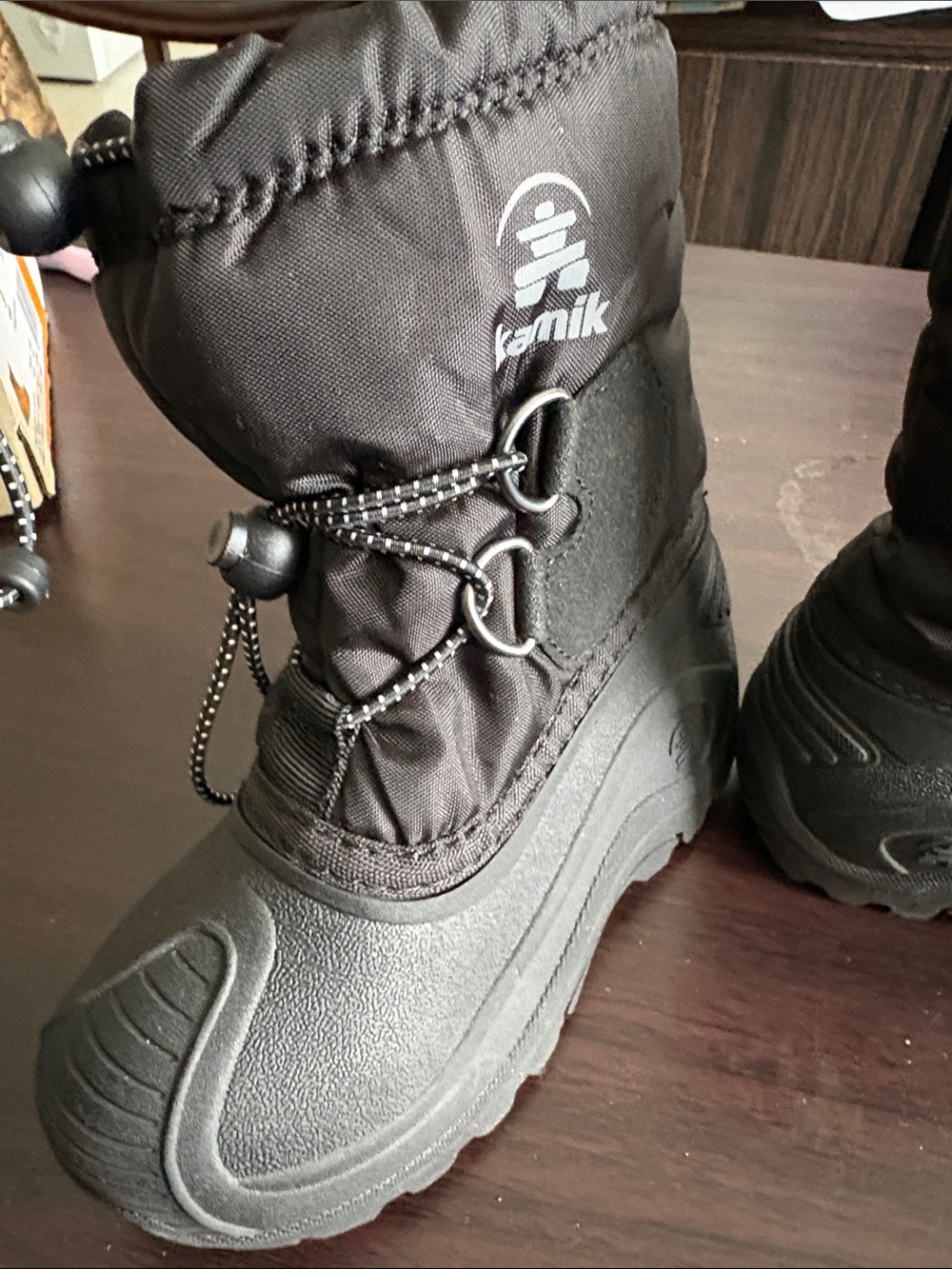 Kamik Kids Black Snow Boots with Bungee Toggle